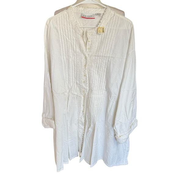 Vtg Forelli Blouse Women's Button Up Top White 4X XXXXL Comfort Relaxed Boxy - Picture 1 of 12